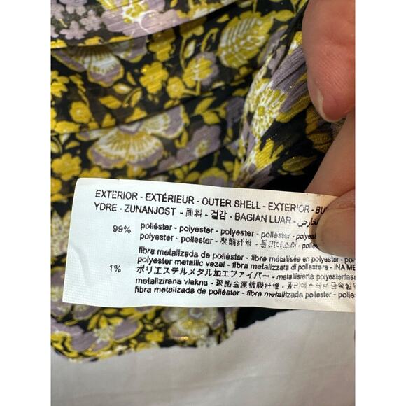 NEW ZARA M One Shoulder Metallic Floral Ruched Mini Dress in Gold/Purple $50 D53 - Picture 4 of 7